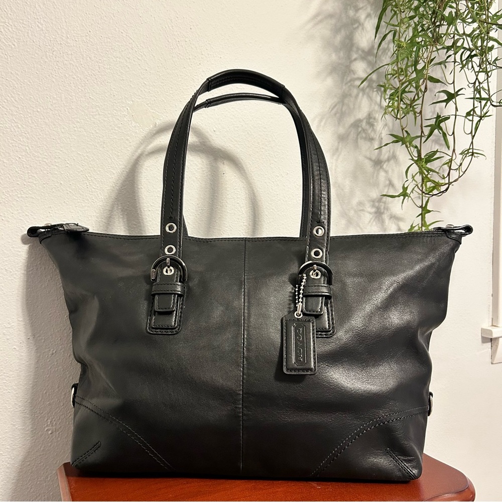 Coach Black Leather Tote Bag